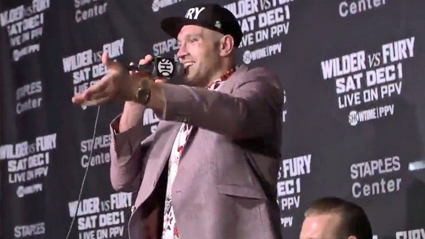 Tyson Fury leads press conference karaoke session singing 'American Pie'