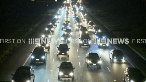 Traffic was backed up for kilometers after the crash. (9NEWS) 