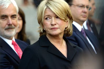 `NEW YORK - JULY 16:  Martha Stewart exits court after the sentencing phase of her conviction on a stock-trading scandal July 16, 2004 in New York City. Stewart was sentenced to five months in federal prison, 2 years probation and 30,000 dollars in fines.  (Photo by Spencer Platt/Getty Images)