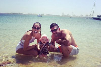 Jodi Anasta's loving her beach day out with NRL hubby Braith and their seven-month-old daughter Aleeia. Cute.