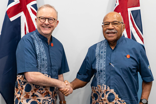 Anthony Albanese with Fijian Prime Minister Sitiveni Rabuka.