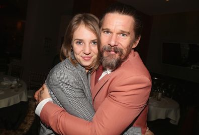 Maya Hawke and father Ethan Hawke pose at the opening night of Sam Shepard's True West on Broadway in New York City. 