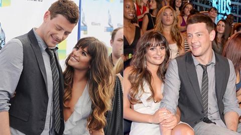 Glee's Lea Michele and Cory Monteith make it official with PDA on the red carpet