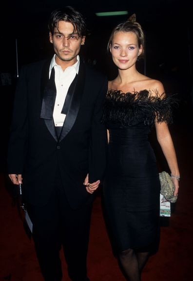 Johnny Depp and Kate Moss at the "Sinatra: 80 Years My Way" Birthday Celebration in 1995.