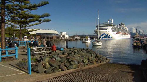 Coral Princess cruise ship docks in Eden