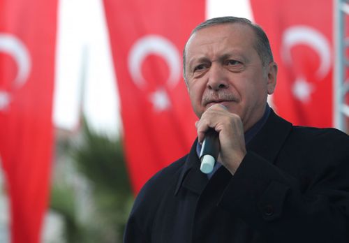 Turkish President Recep Tayyip Erdogan, delivers a speech at supporters in Istanbul. Erdogan says he will announce details of the Turkish investigation into the death of Saudi writer Jamal Khashoggi's on Tuesday.