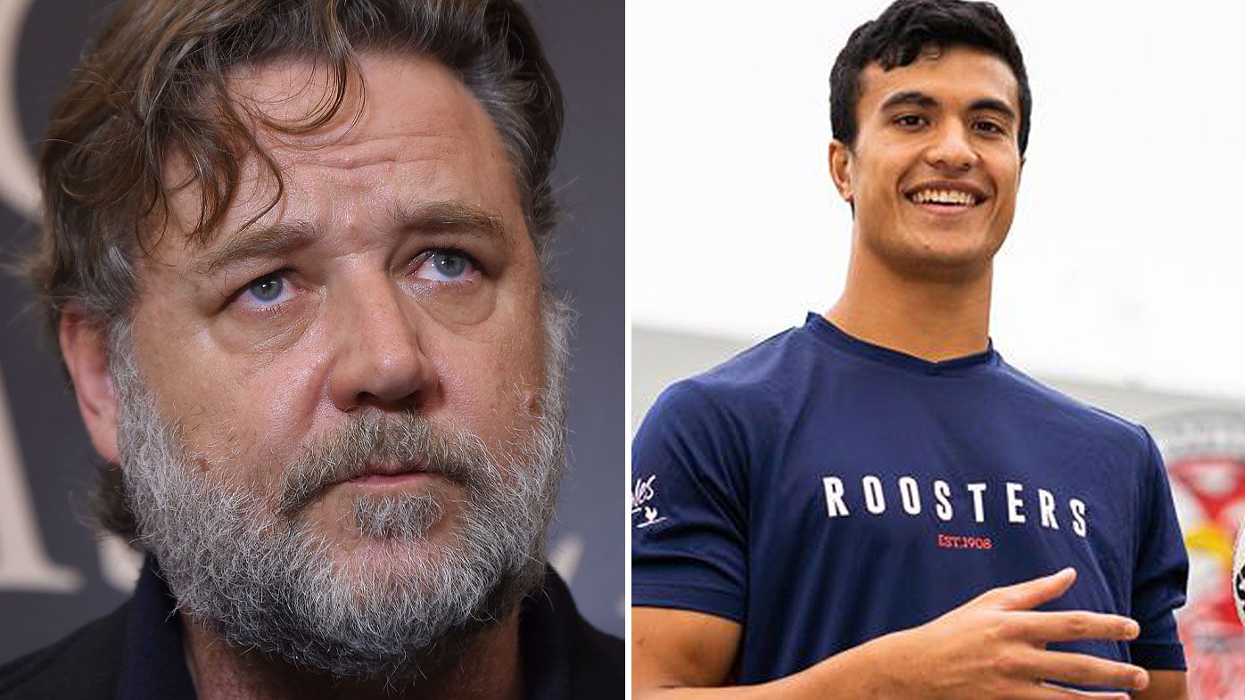 Russell Crowe has opened up on Joseph Suaalii&#x27;s move to the Roosters. (Getty/Twitter)