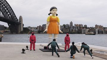 A huge &#x27;Squid Game&#x27; doll has popped up at Sydney Harbour.
