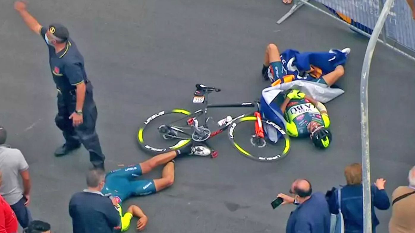 Giro d&#x27;Italia crash investigated after being blamed on helicopter