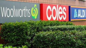 Woolworths, Coles and Aldi signage supermarket signage.