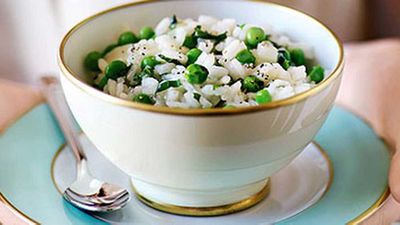 Recipe:<a href="http://kitchen.nine.com.au/2016/05/19/12/52/pea-and-mint-risotto" target="_top"> Pea and mint risotto</a>