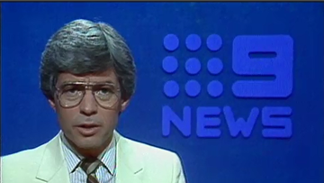 Frank Warrick presenting 9News Queensland in the 1980s. 