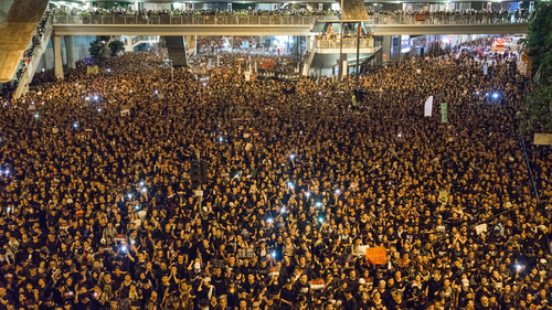 Protesters marched through the streets of Hong Kong during the mass rally.
