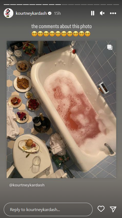 Kourtney Kardashian responds to fans' criticism of her 'nasty' bath photo.