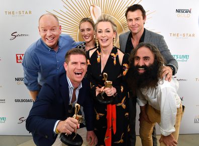 Gold Logie nominees (left to right) Tom Gleeson, Sam Mac, Eve Morey, Amanda Keller, Rodger Corser and Costa Georgiadis.