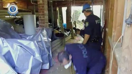 Police commenced digging underneath the home yesterday.