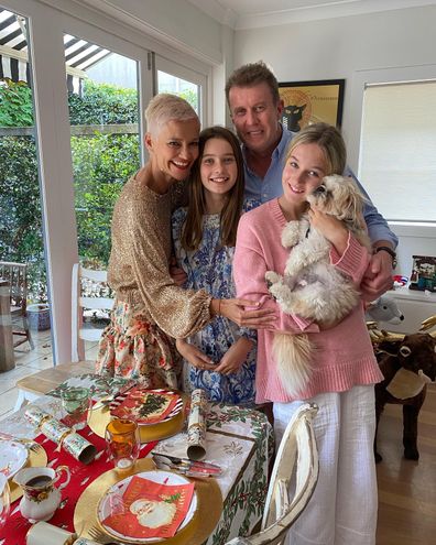 Peter Overton and Jessica Rowe with their daughters Allegra and Giselle.