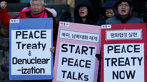 The aerial exercises have sparked peace protests in South Korea. (Photo: AP).