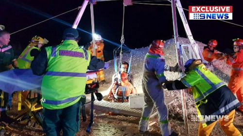 The 22-year-old had to be winched from the shaft. Picture: 9NEWS