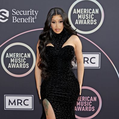 Cardi B attends the 2021 American Music Awards Red Carpet.