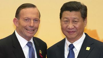 Prime Minister Tony Abbott meets with Chinese President Xi Jinping. (AAP)