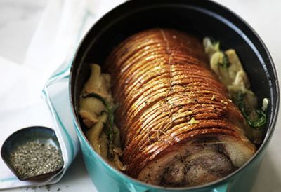 Braised pork loin with fennel and cider