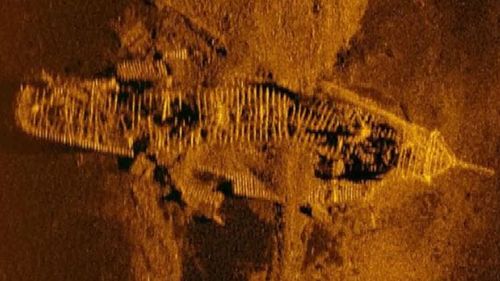 Sonar image of wreck found on ocean seabed. (Photo: ATSB).