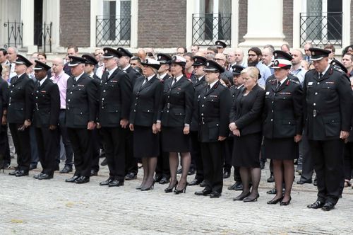 The London fire brigade joined in the midday minute's silence. Picture: Getty