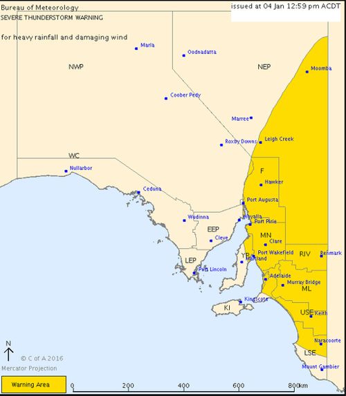 Severe thunderstorm warning issued for Adelaide, Flinders Ranges and other parts of South Australia