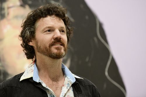 Artist David Darcy speaks to the media after being announced as the 2019 Archibald People's Choice award winner at the Art Gallery of NSW, Sydney.