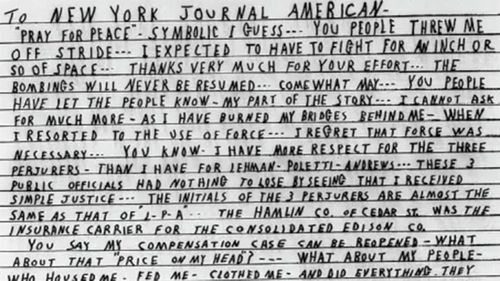 George Metesky complained about his treatment from Con Edison in letters to a newspaper.