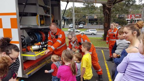 SES workers gave the delighted party-goers tours of their trucks. (Facebook/Midnight Mums)