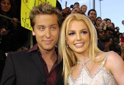 Lance Bass and Britney Spears during 31st Annual American Music Awards - Arrivals at Shrine Auditorium in Los Angeles, California, United States. (Photo by KMazur/WireImage)