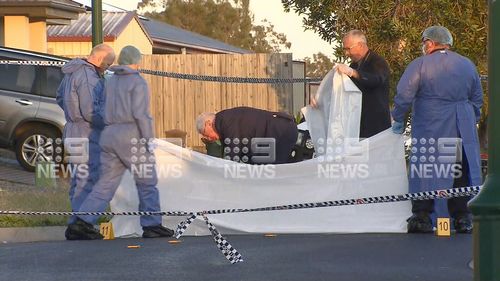 Crime scene where a man was shot by police near Brisbane overnight. August 27, 2020.