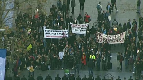 Hundreds of people have rallied in Martin Place. (9NEWS)