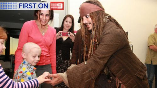 Depp visited sick kids in Lady Cilento Children's Hospital in Brisbane earlier this month. (Supplied)