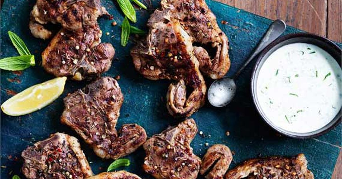 Lemon and garlic lamb chops with minty feta dip - 9Kitchen