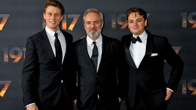 Director Sam Mendes and two lead actors George Mackay and Dean-Charles Chapman attend the "1917" World Premiere and Royal Performance at the Odeon Luxe Leicester Square on December 04, 2019