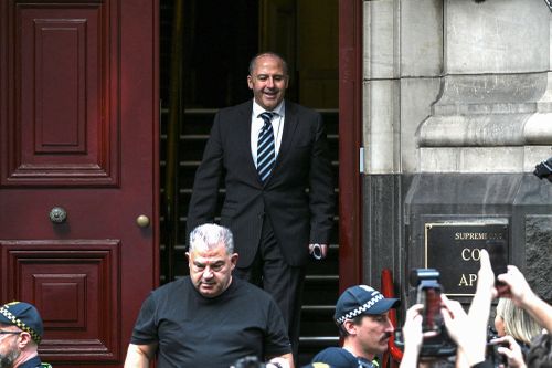 Tony Mokbel walks out of Victoria's Court of Appeal after he was granted bail. 4th April 2025