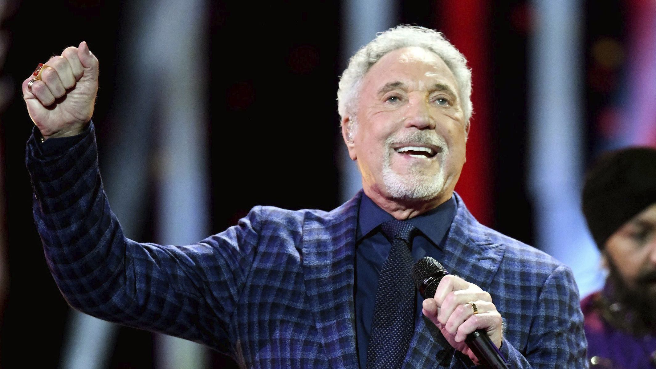 Sir Tom Jones performs at the Royal Albert Hall in London for a star-studded concert to celebrate the Queen&#x27;s 92nd birthday.