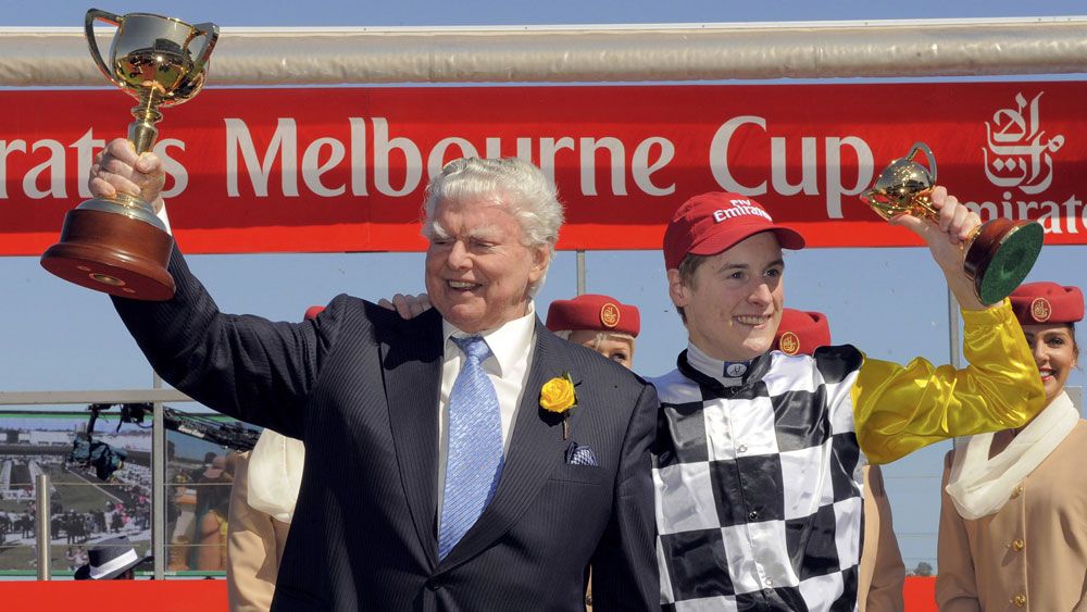 Bart Cummings after his 12th and final Melbourne Cup win in 2008. (AAP)