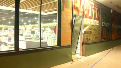 A Dan Murphy's was also targeted in the string of ram raids overnight. (9NEWS)