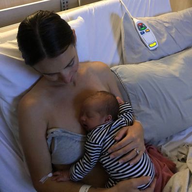 Tahnee Haynes in hospital with her baby son.