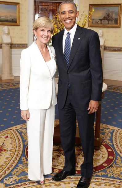 Julie Bishop with former US President Barack Obama in 2016.
