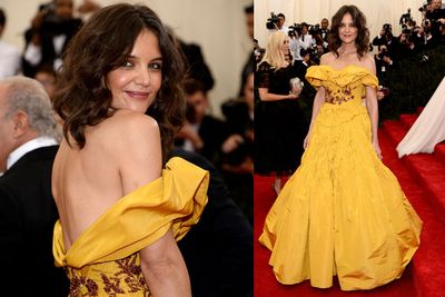 Katie looks more like the Belle of <i>Beauty and the Beast</i> than the belle of the Met Ball!<br/><br/>(Images: Getty)