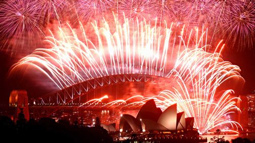 Fireworks over Sydney Harbour Bridge on New Year's in 2003.