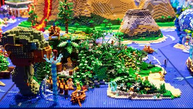 Annie and Runa's turtle Island from the 'a whole new world' challenge on LEGO Masters Australia Season 2.