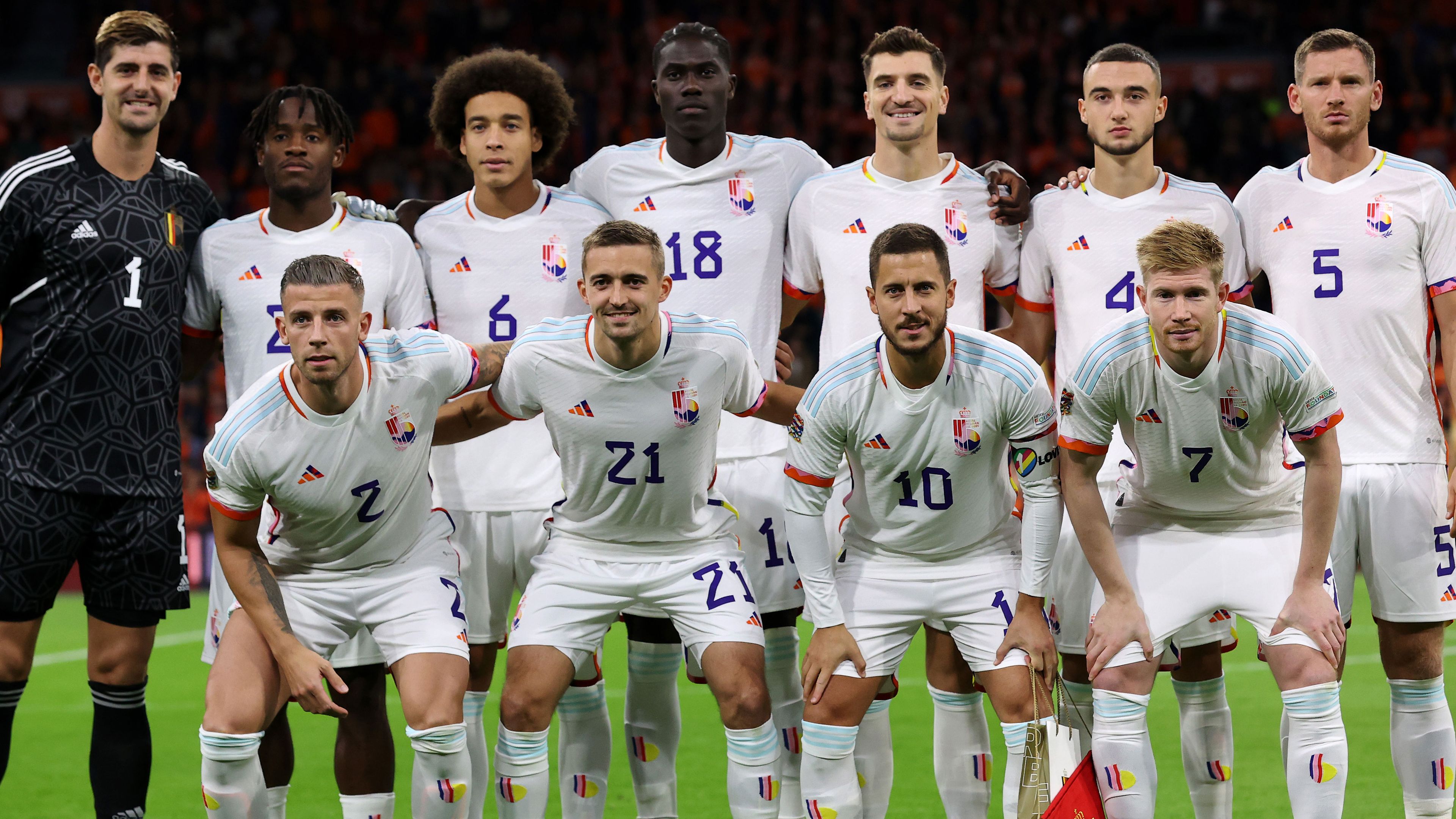 Belgium line up prior to the UEFA Nations League League A Group 4 match against Netherlands at Johan Cruijff Arena, Amsterdam on September 25, 2022 