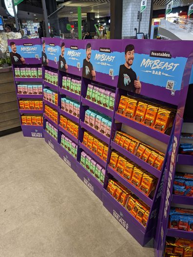 MrBeast chocolate Feastables in Woolworths stores