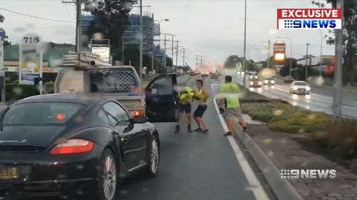 A violent brawl between three men on a busy Brisbane road has sparked public safety fears.